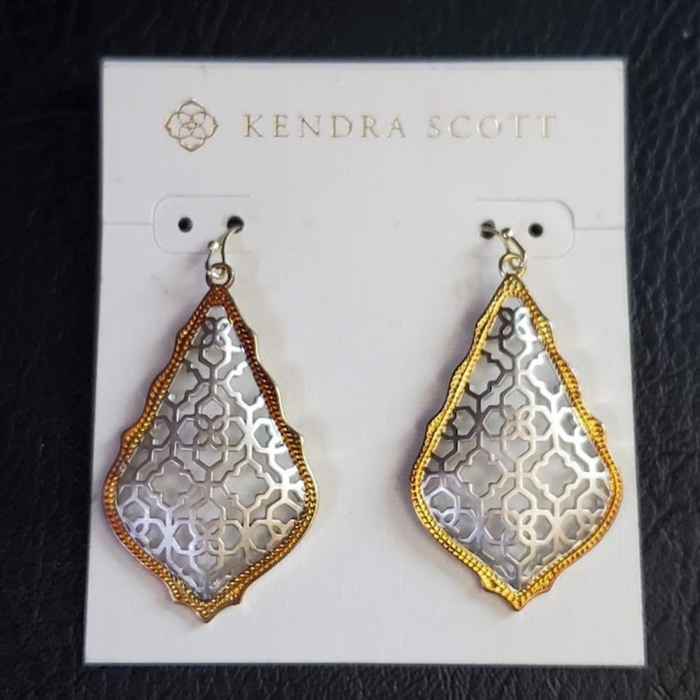 Kendra Scott Addie Filigree Drop Dangle Earrings in Mixed Metal Two Tone Gift